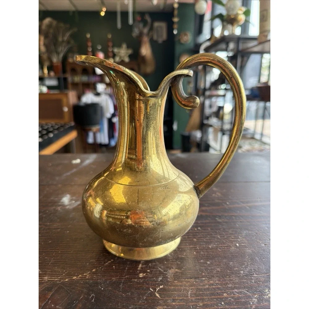 Vintage Brass Pitcher Urn Vase